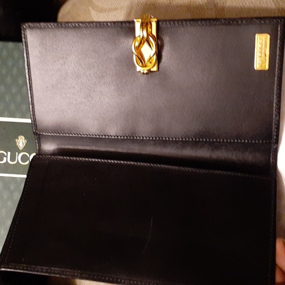 GUCCI CHECKBOOK HOLDER WALLET WITH BOX VINTAGE AUTHENTIC - Picture 3 of 8